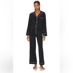 Eberjey Gisele Long Pj Set in Black and Sorbet Pink